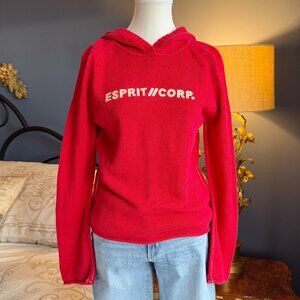 Vintage 90s Esprit Red Logo 100% Cotton Hoodie Sweater